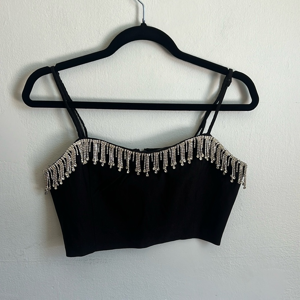 Garage Rhinestone-Fringe Cami